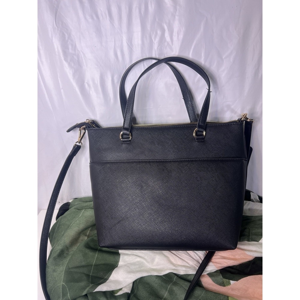 Anne Klein Satchel Crossbody Bag Black Zip Closure Sleek Beautiful - Picture 3 of 12